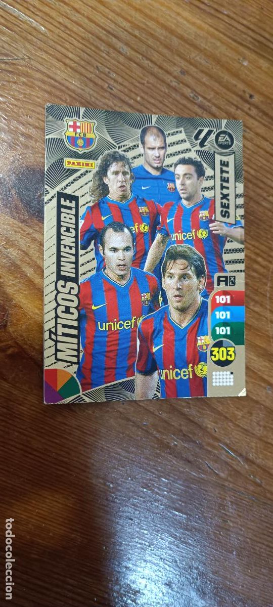 Cromos de F&uacute;tbol: MITICOS INVENCIBLE BARCELONA MESSI SEXTETE BALON DE ORO ADRENALYN XL LIGA 2024/2025 24 25 PANINI