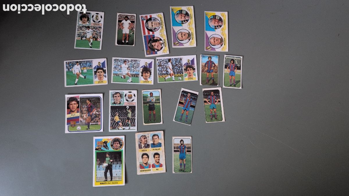 Cromos de F&uacute;tbol: LOTE 18 CROMOS VARIADOS BARCELONA Y REAL MADRID LIGA ESTE A&Ntilde;OS 70 Y 80 DESPEGADOS INCLUYE FICHAJE