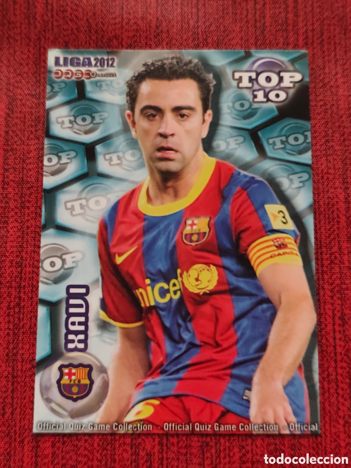 Cromos de F&uacute;tbol: 613 XAVI FC BARCELONA TOP AZUL MATE MUNDICROMO QUIZ GAME 2011 2012