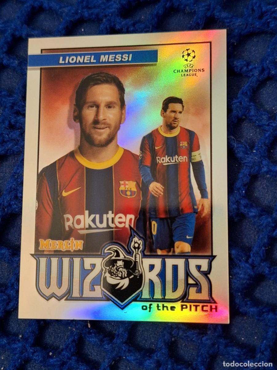 Figurine di Calcio: Card 2020 21 Topps Lionel Messi Barcelona Wizards of the Pitch Champions League