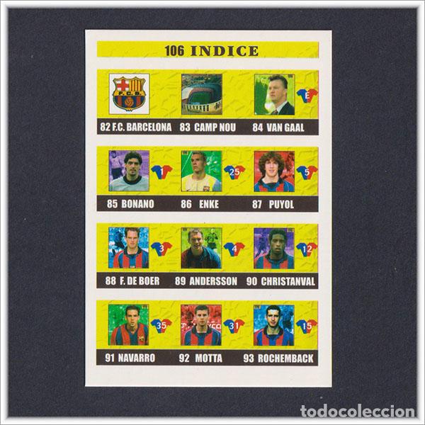 Cromos de F&uacute;tbol: MUNDICROMO 2002 2003 02 03 FICHAS LIGA QUIZ GAME INDICE 106 BARCELONA BAR&Ccedil;A COLECCI&Oacute;N ALBUM