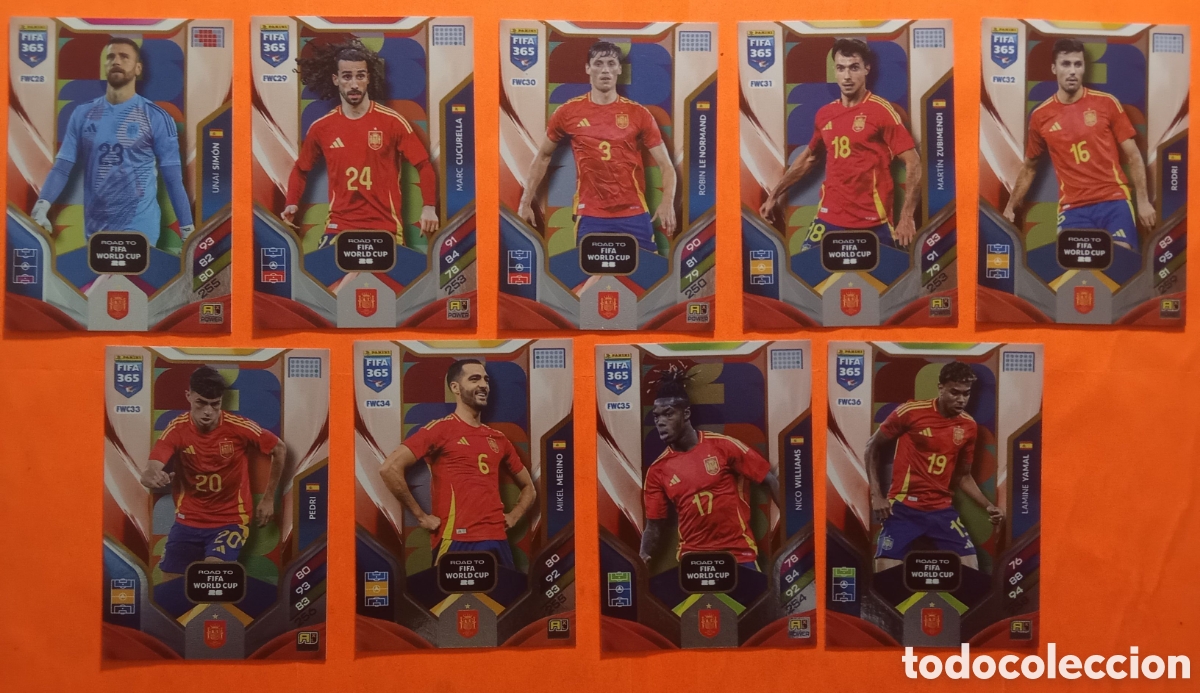 Cromos de F&uacute;tbol: LOTE ESPA&Ntilde;A ROAD TO FIFA WORLD CUP 26 FWC 28 29 30 31 32 33 34 35 36