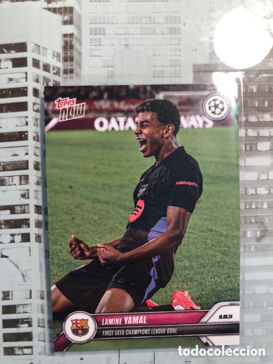 Cromos de F&uacute;tbol: Lamine Yamal 017 first uefa champions league goal topps now fc Barcelona