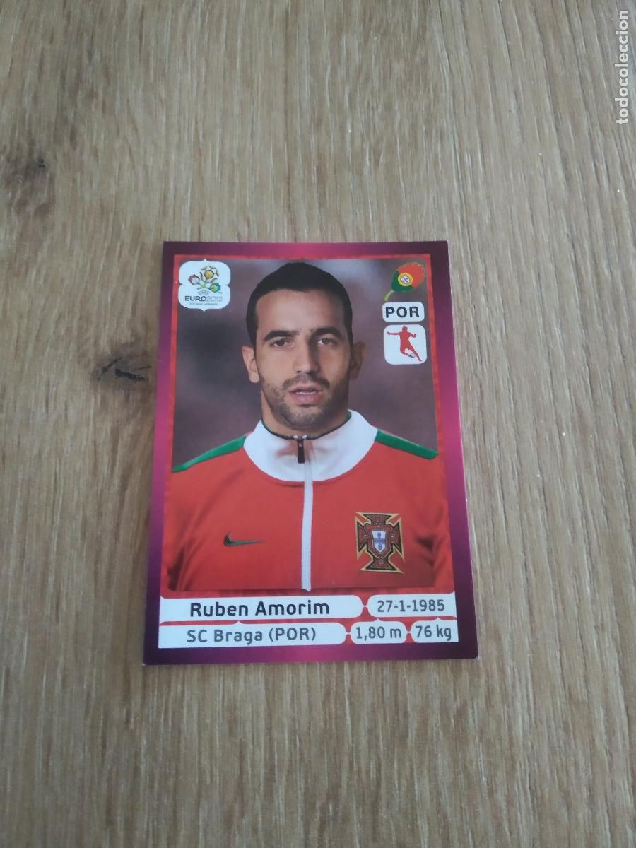Fu&szlig;ball-Sticker: 266 RUBEN AMORIM PORTUGAL CROMO FUTBOL PANINI EURO 2012 EURCOPA FONDO LILA