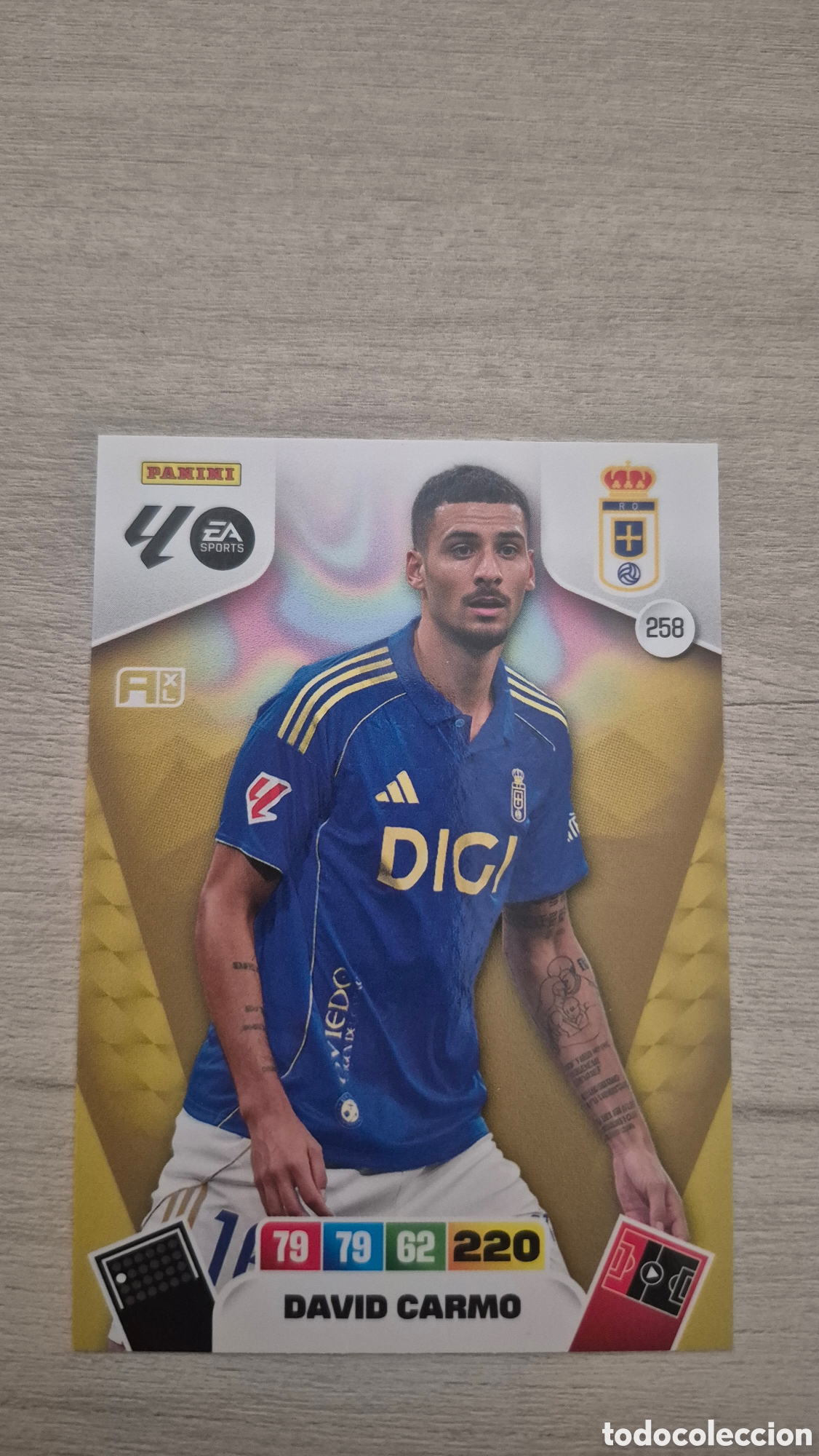 Cromos de F&uacute;tbol: N&deg;258 Oviedo David Carmo Adrenalyn 25/26