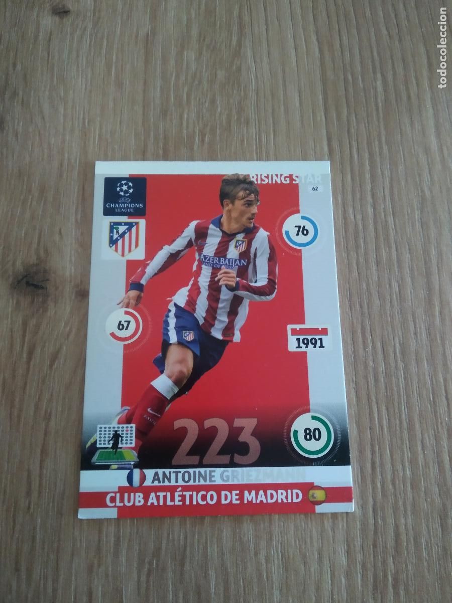 Football Stickers: 62 GRIEZMANN ATLETICO MADRID CROMO FUTBOL UEFA CHAMPIONS LEAGUE 2014-2015 ADRENALYN PANINI 14-15