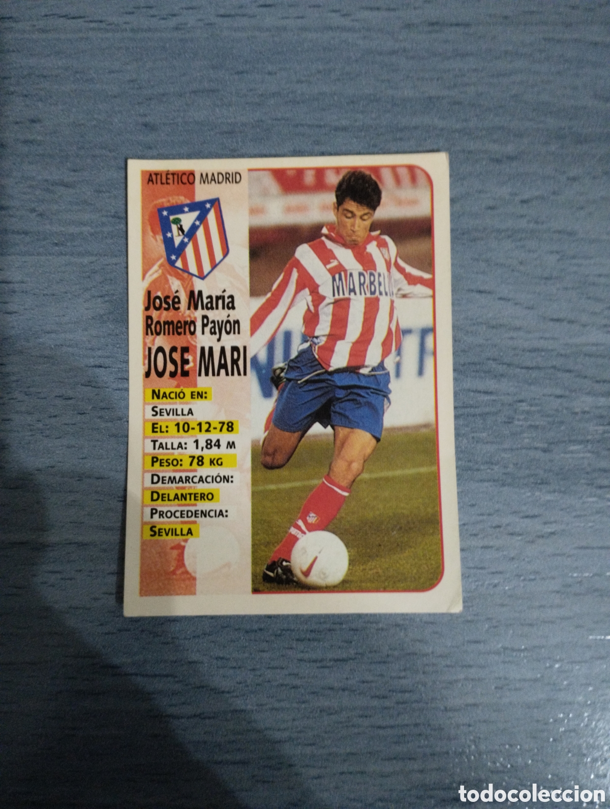 Cromos de F&uacute;tbol: Cromo Panini liga 98 99 Jos&eacute; Mari 102 atl&eacute;tico de madrid sin pegar
