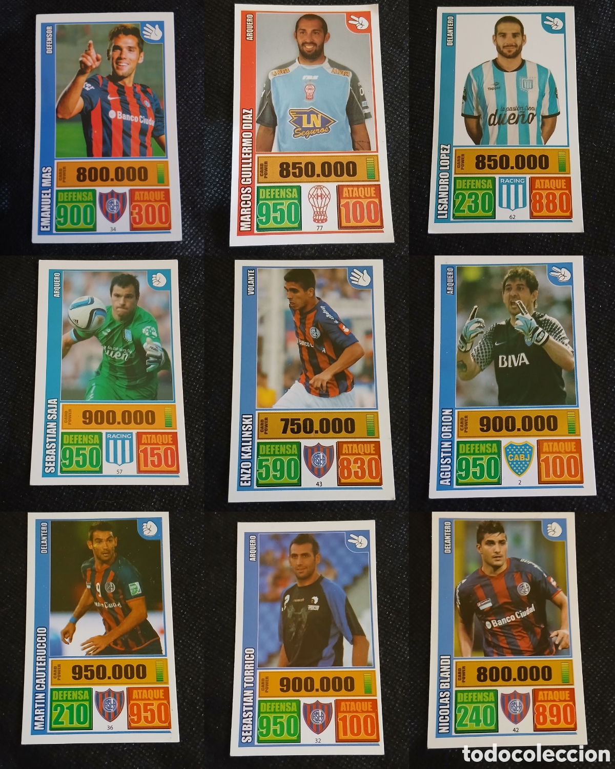 Cromos de F&uacute;tbol: Lote 9 Cards F&uacute;tbol Argentino - Copa Libertadores 2016 - San Lorenzo, Racing, Boca y Hurac&aacute;n