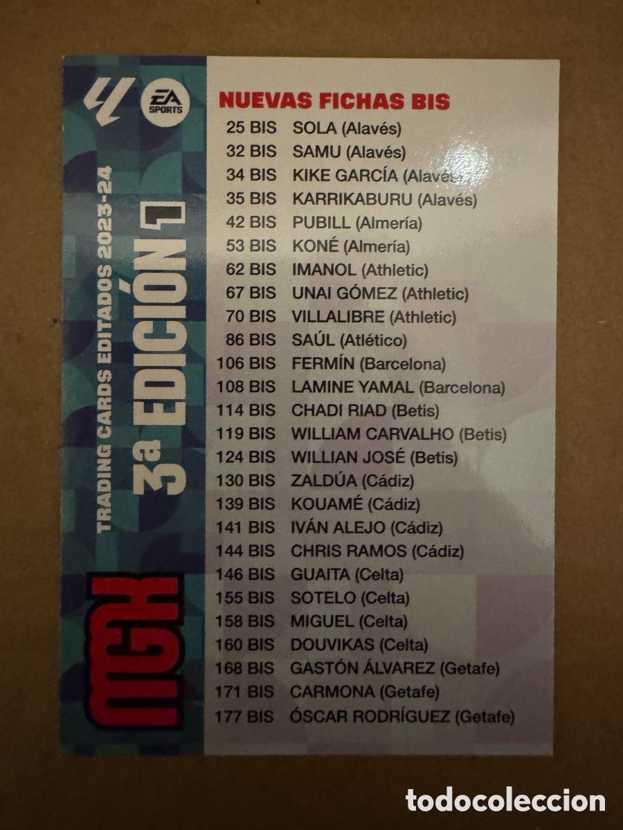Cromos de F&uacute;tbol: Megacracks 23 24 2023 2024 CHECKLIST INDICE BIS Nuevas Fichas Yamal 108 3a 3&ordf; Edici&oacute;n 3 1 Check List
