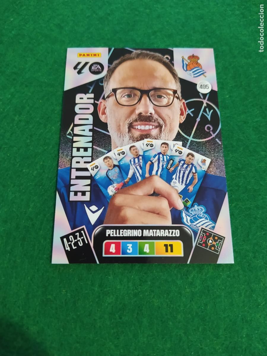 Cromos de F&uacute;tbol: actualizacion de adrenalyn 2025 2026 ENTRENADOR N&ordm; 495 MATARAZZO REAL SOCIEDAD