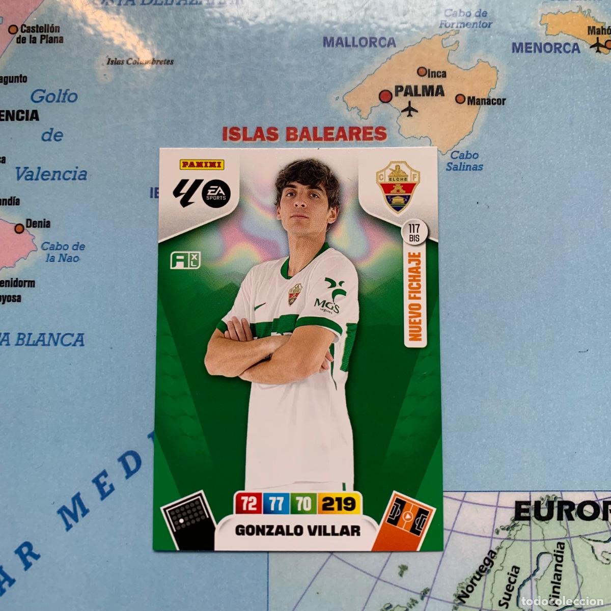 Cromos de F&uacute;tbol: Gonzalo Villar nuevo fichaje n&uacute;mero 117 Bis del Elche cromo adrenalyn XL 25-26 2025-2026