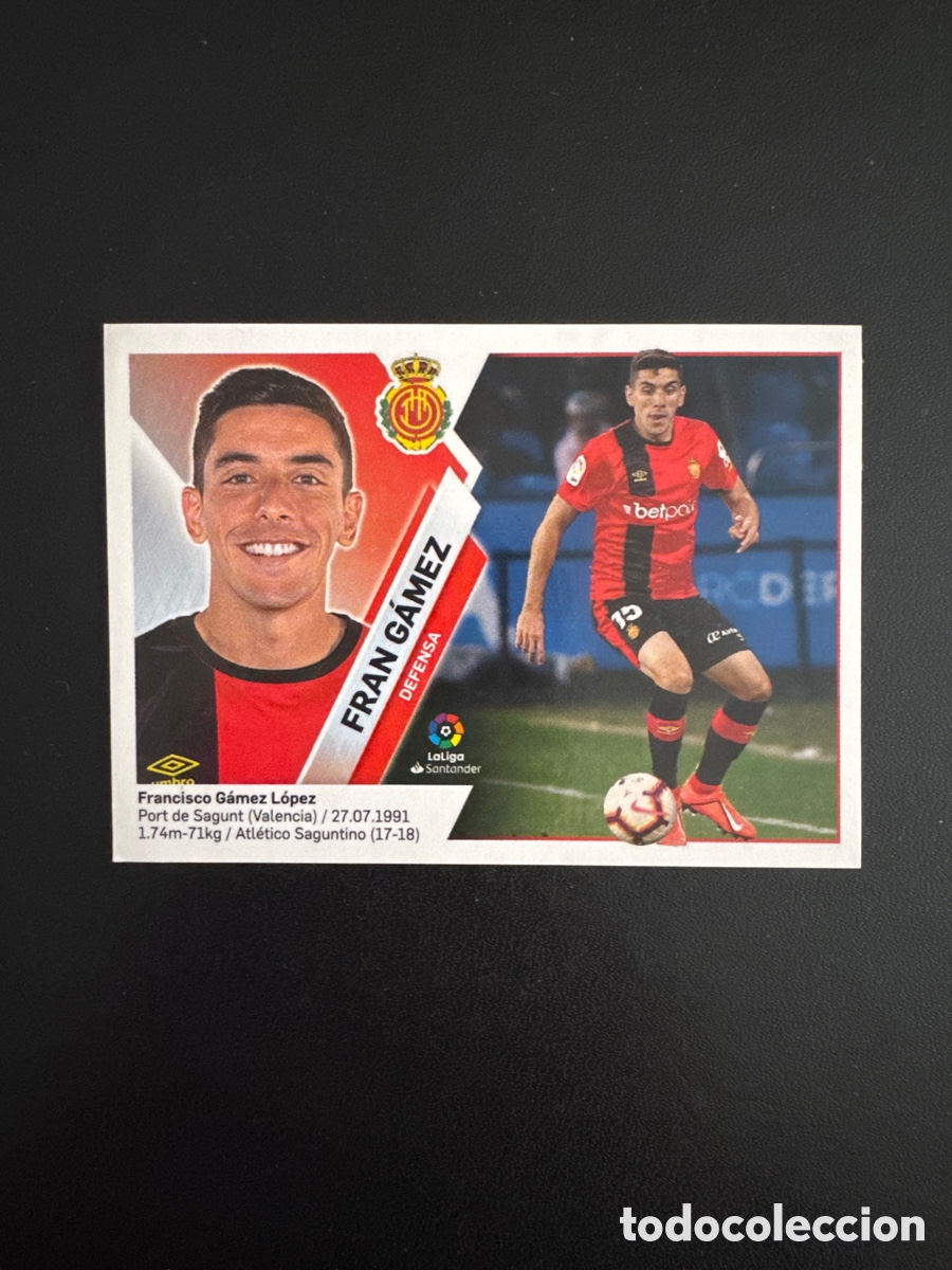 Fu&szlig;ball-Sticker: FRAN GAMEZ MALLORCA N&Uacute;MERO 6 B LIGA ESTE 2019 2020