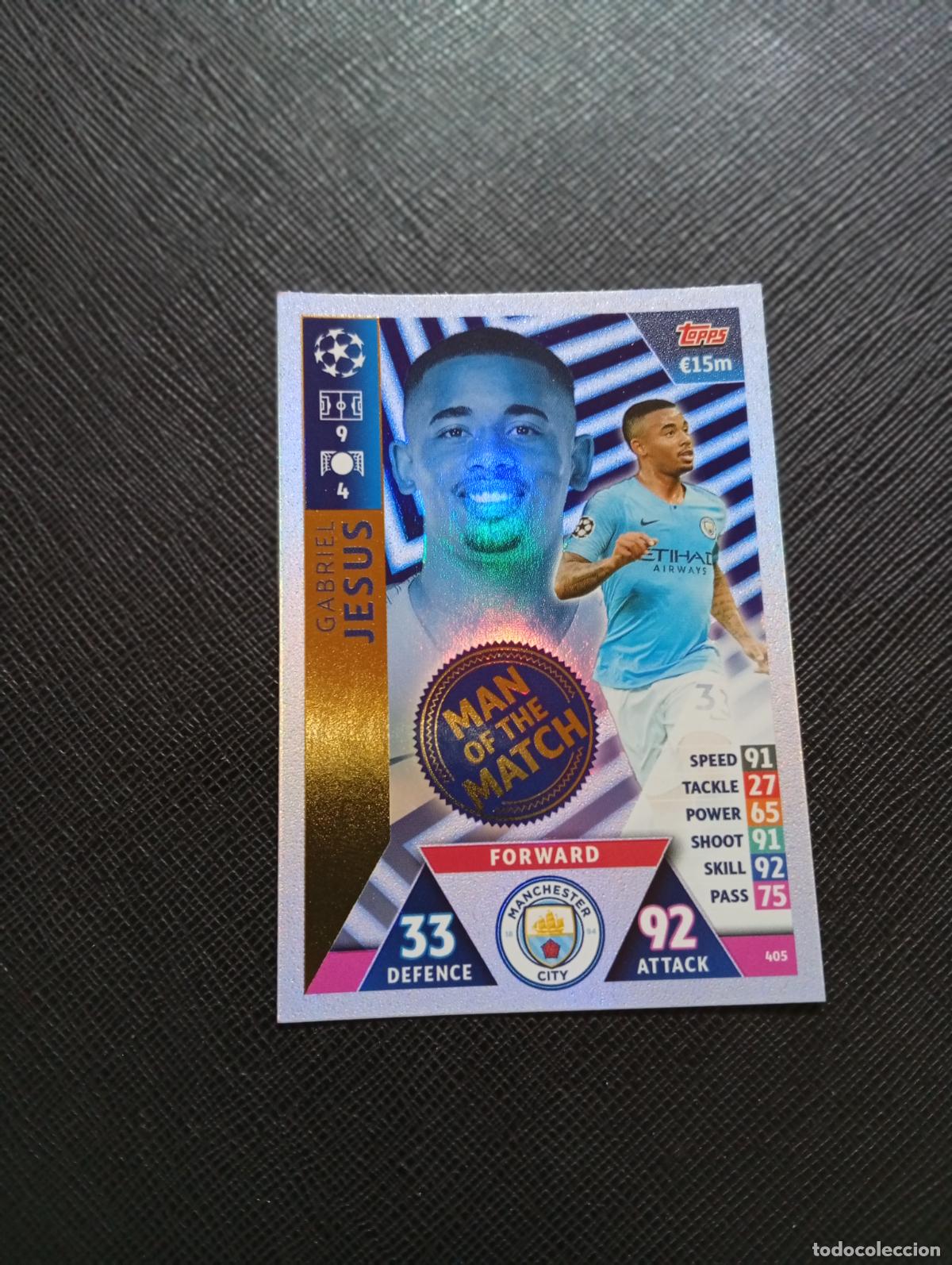 Fu&szlig;ball-Sticker: 405 JESUS MANCHESTER CITY MAN OF THE MACH TOPPS MATCH ATTAX 2018 2109 FUTBOL CROMO 18 19 A184 PG33