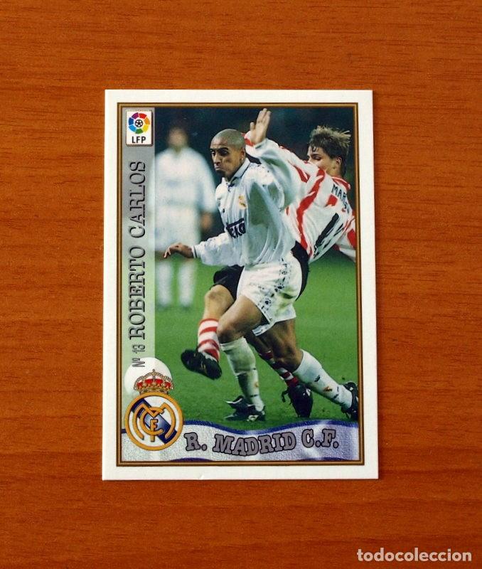 Cromos de F&uacute;tbol: Real Madrid - N&ordm; 13 Roberto Carlos - Mundicromo ficha de la Liga 1997-1998, 97-98