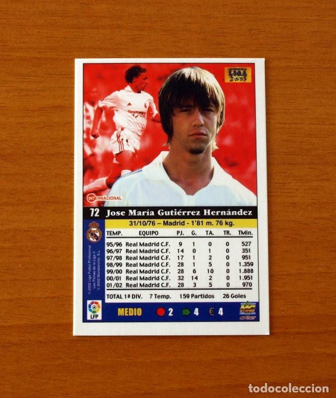 Cromos de F&uacute;tbol: Real Madrid - N&ordm; 72 Guti - Mundicromo Las Fichas de la Liga 2002-2003, 02-03