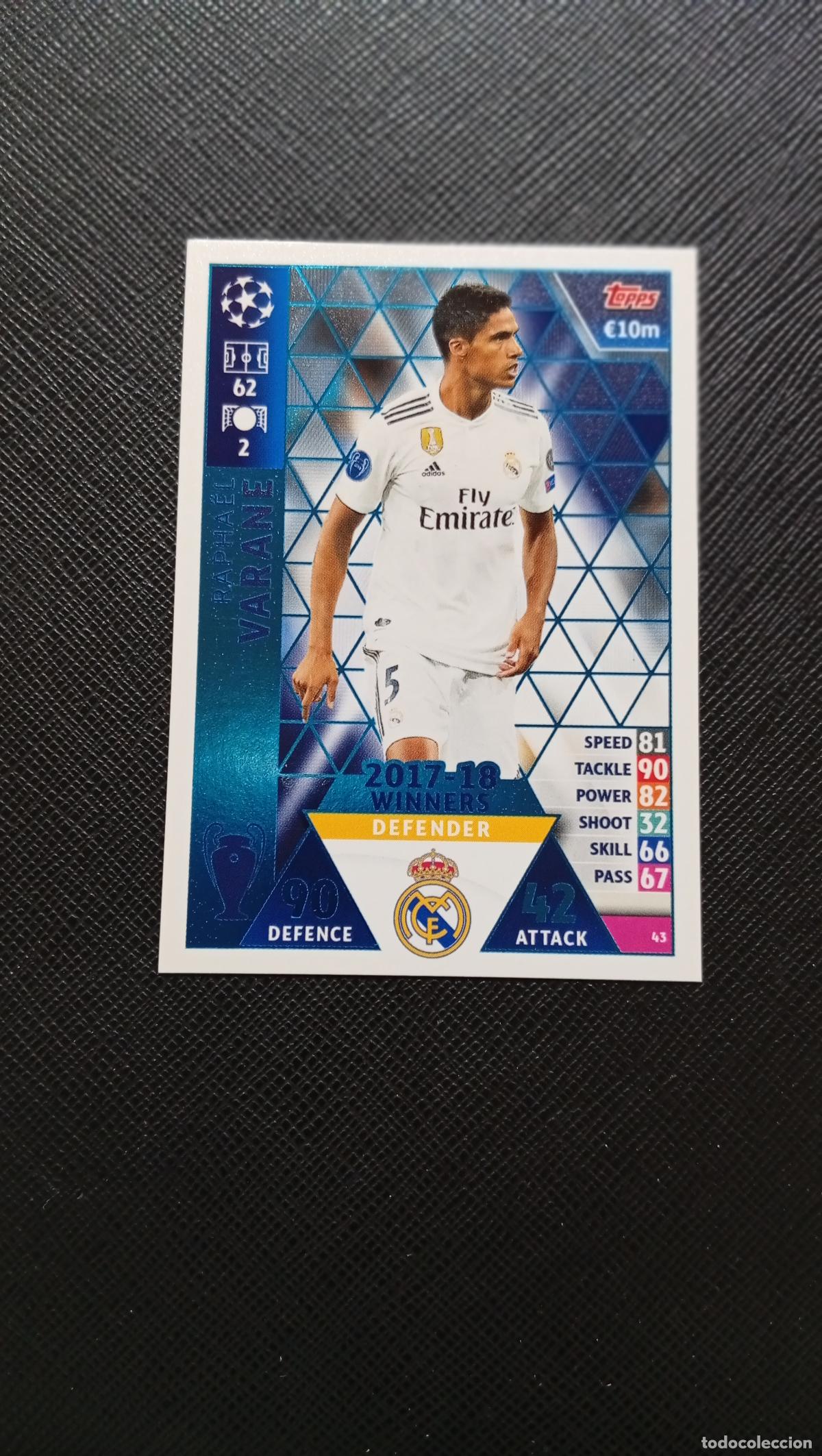 Fu&szlig;ball-Sticker: 43 VARANE REAL MADRID TOPPS MATCH ATTAX 2018 2109 FUTBOL CROMO 18 19 - A184 PG40 B