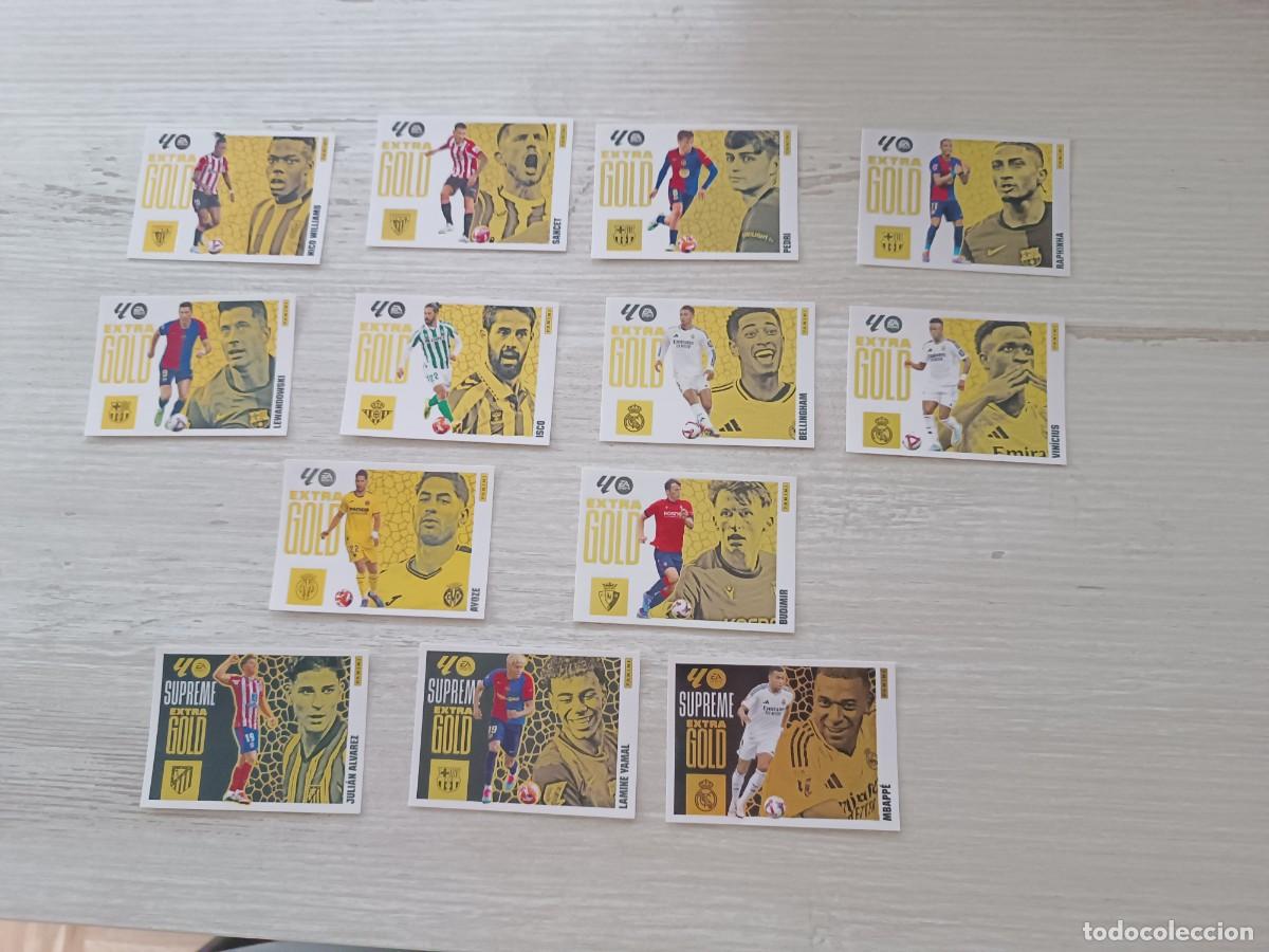 Cromos de F&uacute;tbol: LOTE DE LOS 13 EXTRA GOLD LIGA ESTE 2025 2026 25 26. NUNCA PEGADOS.