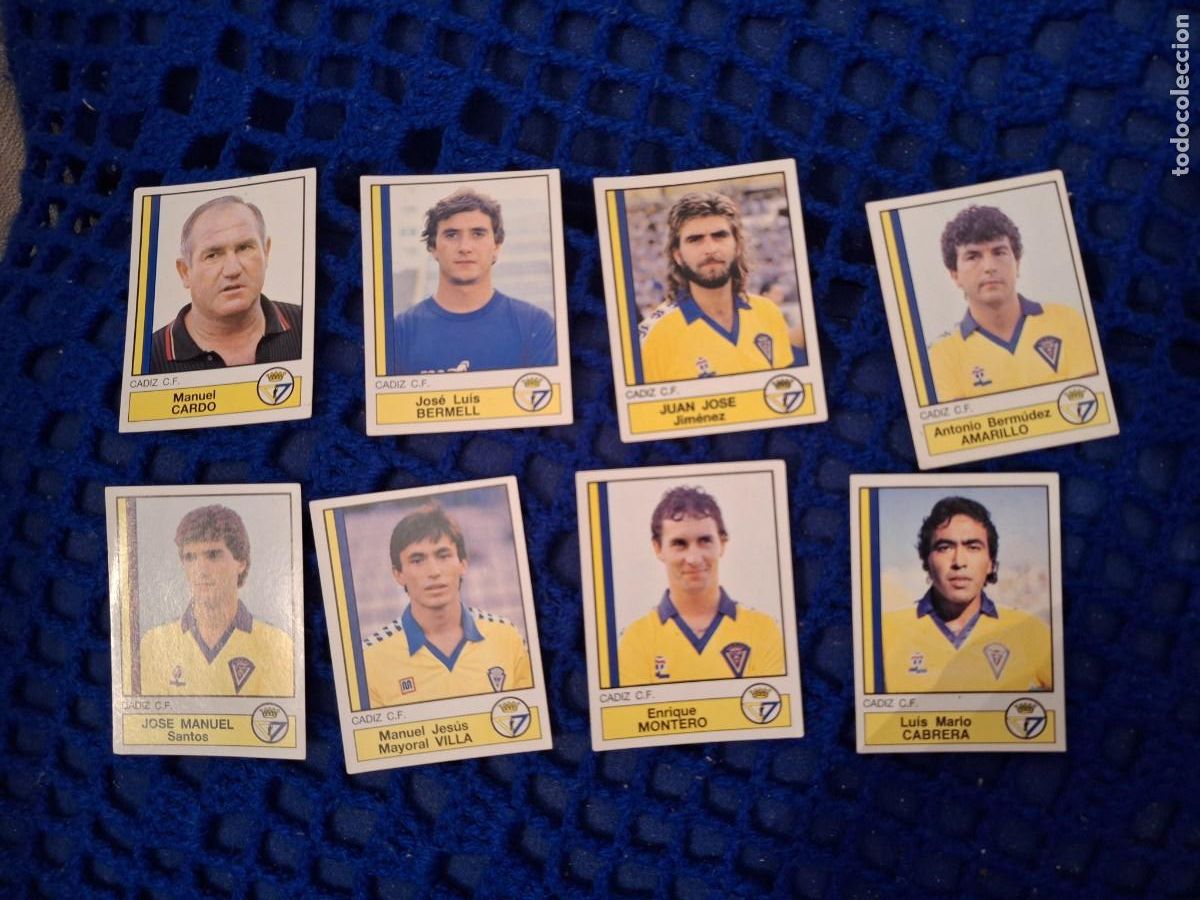 Cromos de f&uacute;tbol: FUTBOL 87 86 87 panini nunca pegado lote 8 cromos cadiz cabrera cardo villa montero amarillo bermell