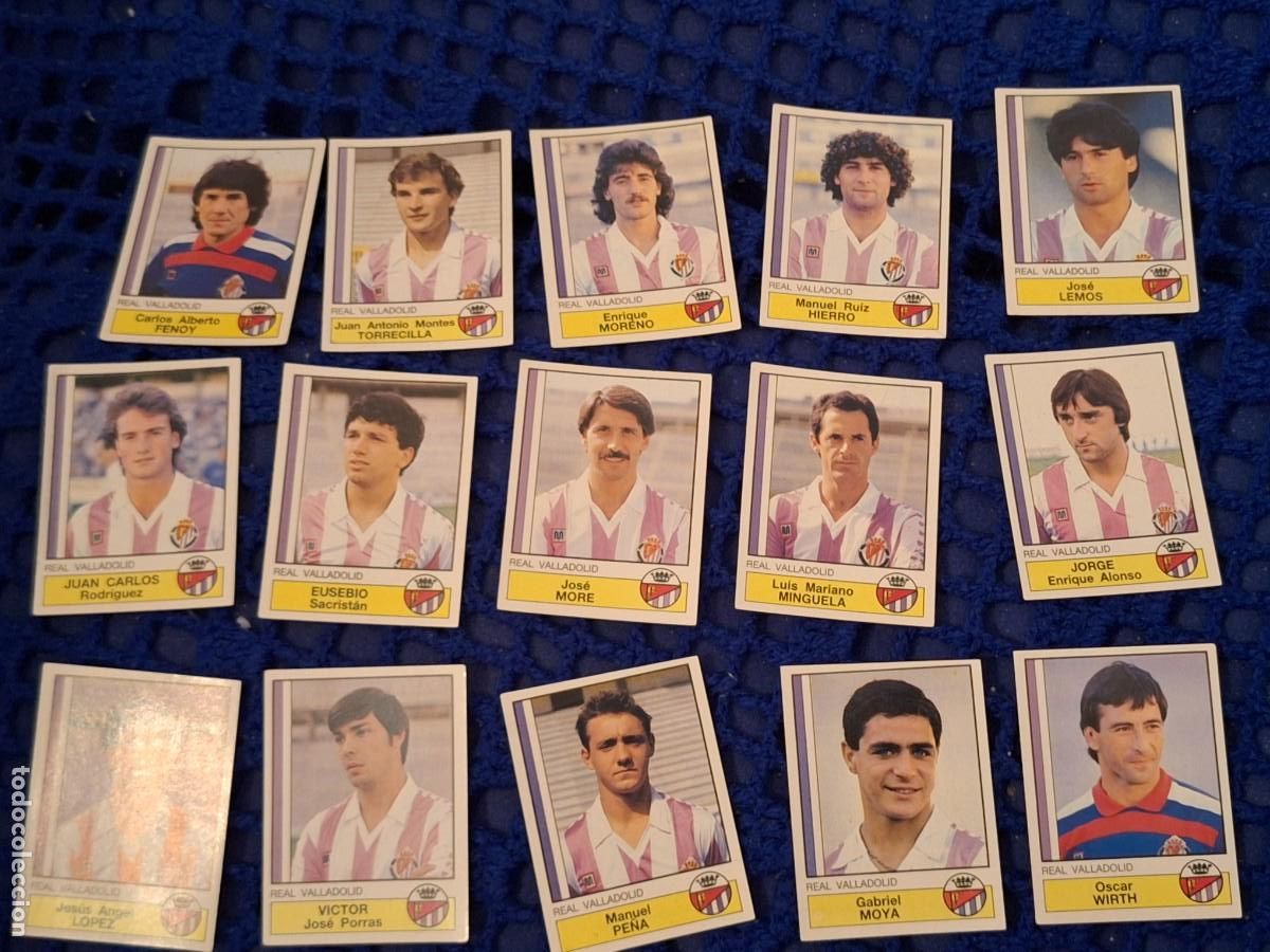 Cromos de F&uacute;tbol: FUTBOL 87 86 87 panini nunca pegado lote 15 cromos Valladolid lemos Eusebio pe&ntilde;a fenoy more hierro