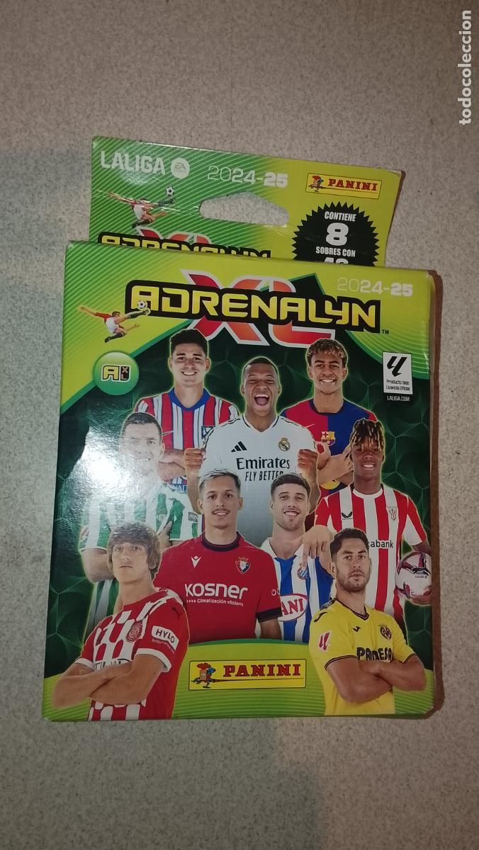 Cromos de F&uacute;tbol: CAJA SIN ABRIR CON 8 SOBRES ADRENALYN LIGA FUTBOL 2024 2025 CON 48 CARTAS