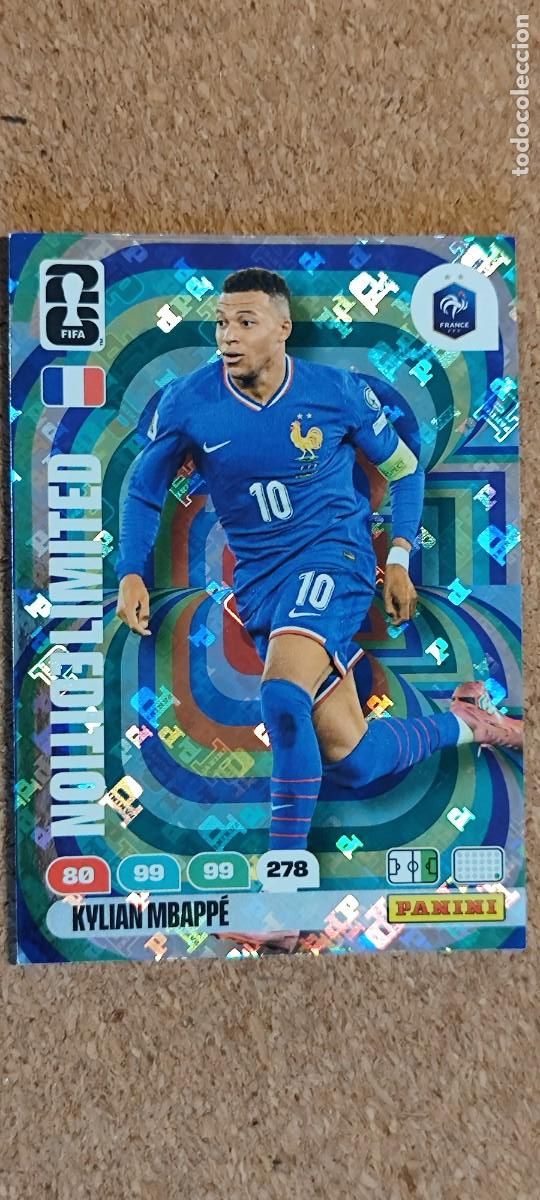 Cromos de F&uacute;tbol: ADRENALYN XL FIFA WORLD CUP 2026 CARD LIMITED EDITION MBAPPE FRANCIA # 278 PANINI