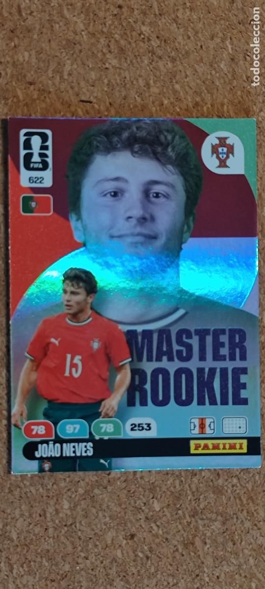 Cromos de F&uacute;tbol: ADRENALYN XL FIFA WORLD CUP 2026 CARD MASTER ROOKIE JOAO NEVES PORTUGAL # 622 PANINI