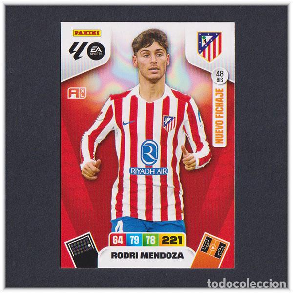 Football Stickers: ADRENALYN XL 2025 2026 25 26 PANINI RODRI MENDOZA 48 BIS NUEVO FICHAJE ATL&Eacute;TICO MADRID ACTUALIZACI&Oacute;N