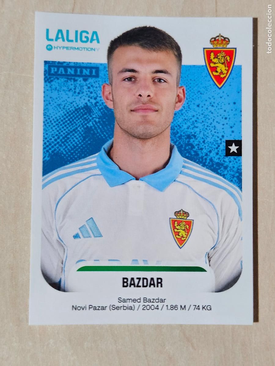Cromos de F&uacute;tbol: N&ordm; 417 BAZDAR - REAL ZARAGOZA - CROMO - LIGA HYPERMOTION 2025 2026 SEGUNDA DIVISION 25 26