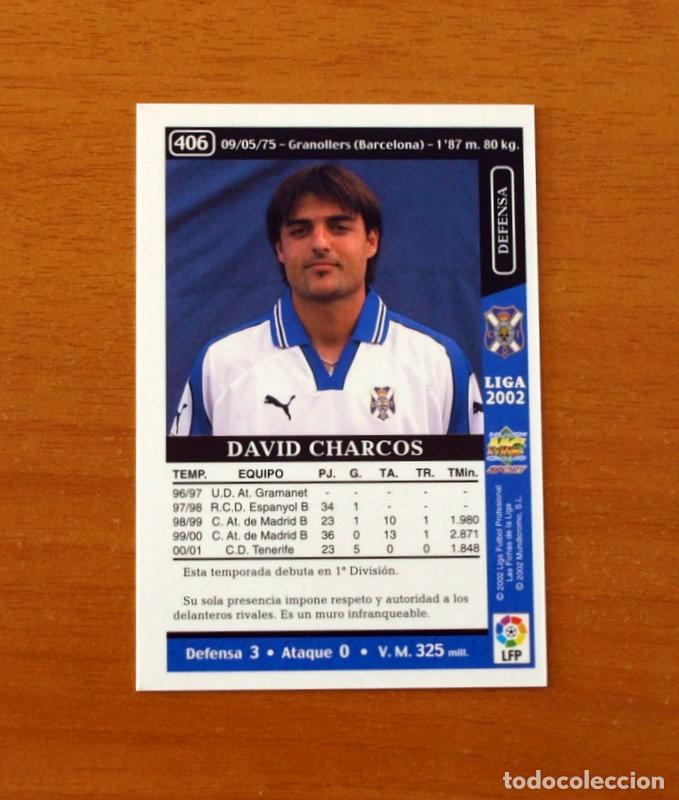 Cromos de F&uacute;tbol: Tenerife - N&ordm; 406 David Charcos - Mundicromo Las Fichas de la Liga 2001-2002, 01-02