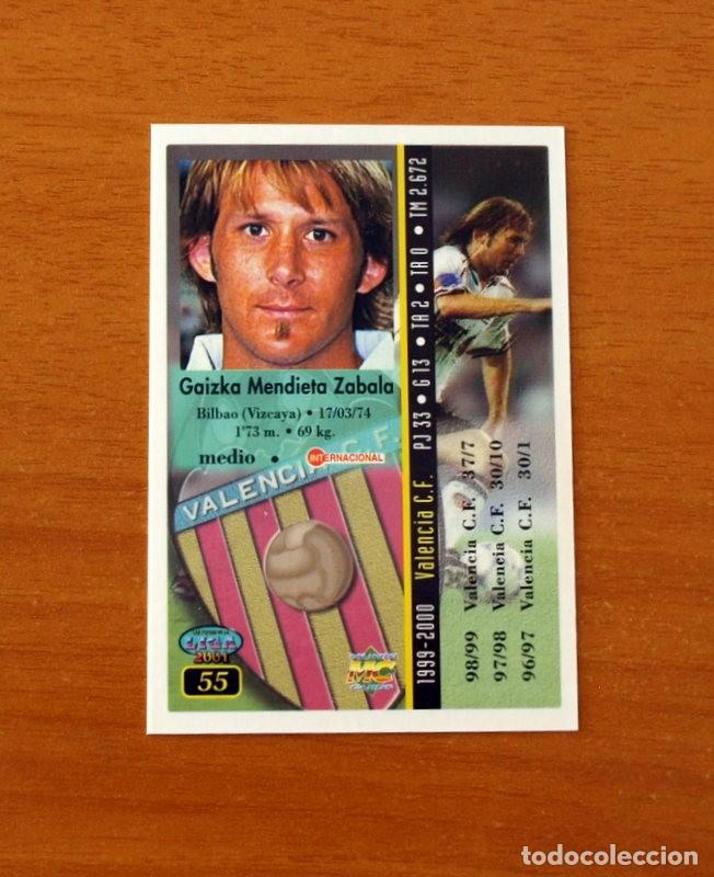 Cromos de F&uacute;tbol: Valencia - N&ordm; 55, Mendieta - Las Fichas de la Liga Mundicromo 2000-2001, 02-01