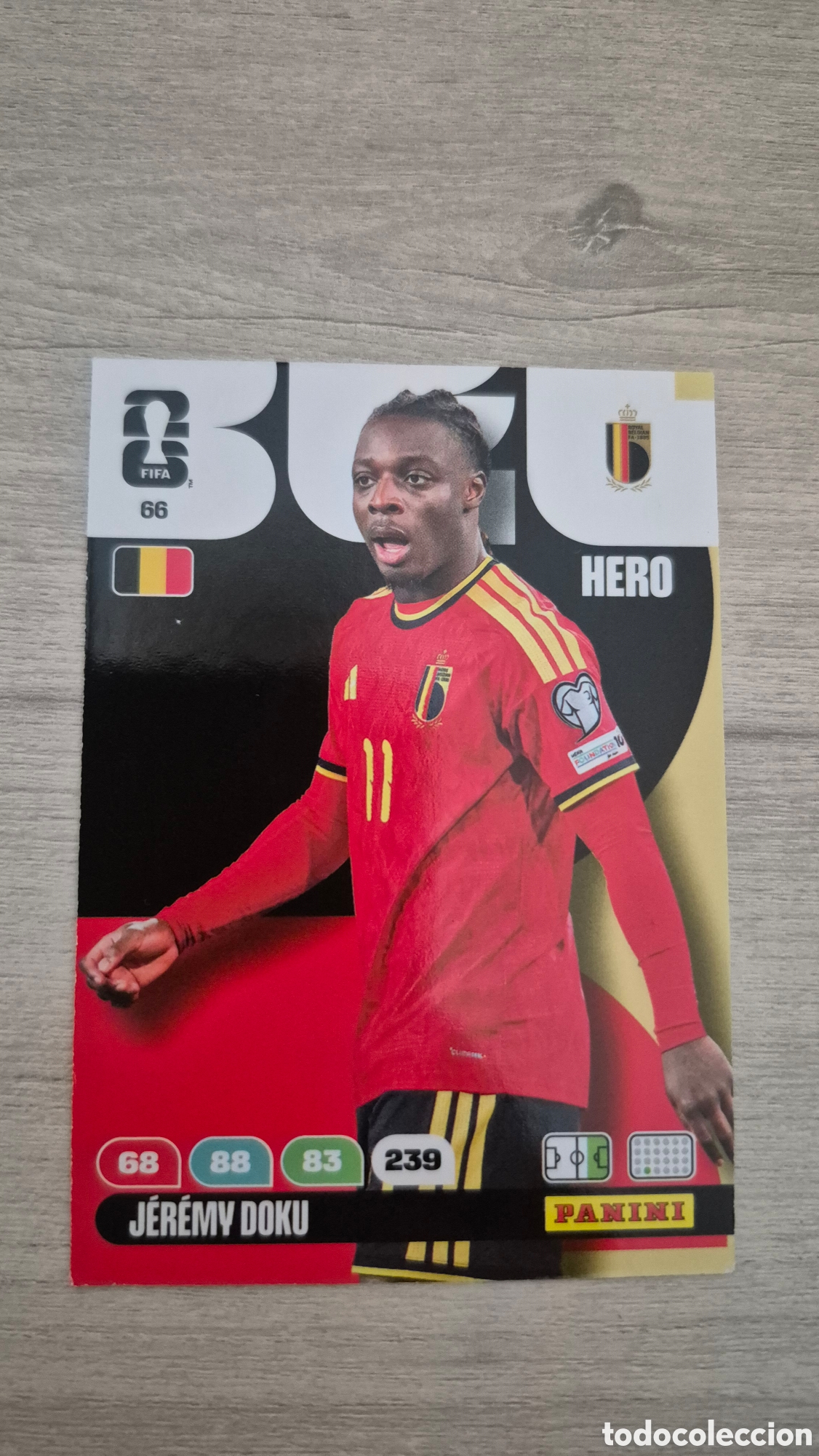 Cromos de f&uacute;tbol: N&deg;66 B&eacute;lgica Jeremy Doku Adrenalyn FIFA World Cup 2026