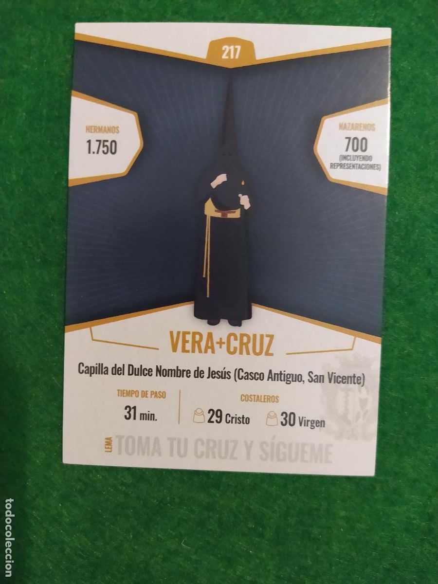 Cromos de F&uacute;tbol: Holy cards Sevilla semana santa 2026 nazareno n&ordm; 217 VERA+CRUZ