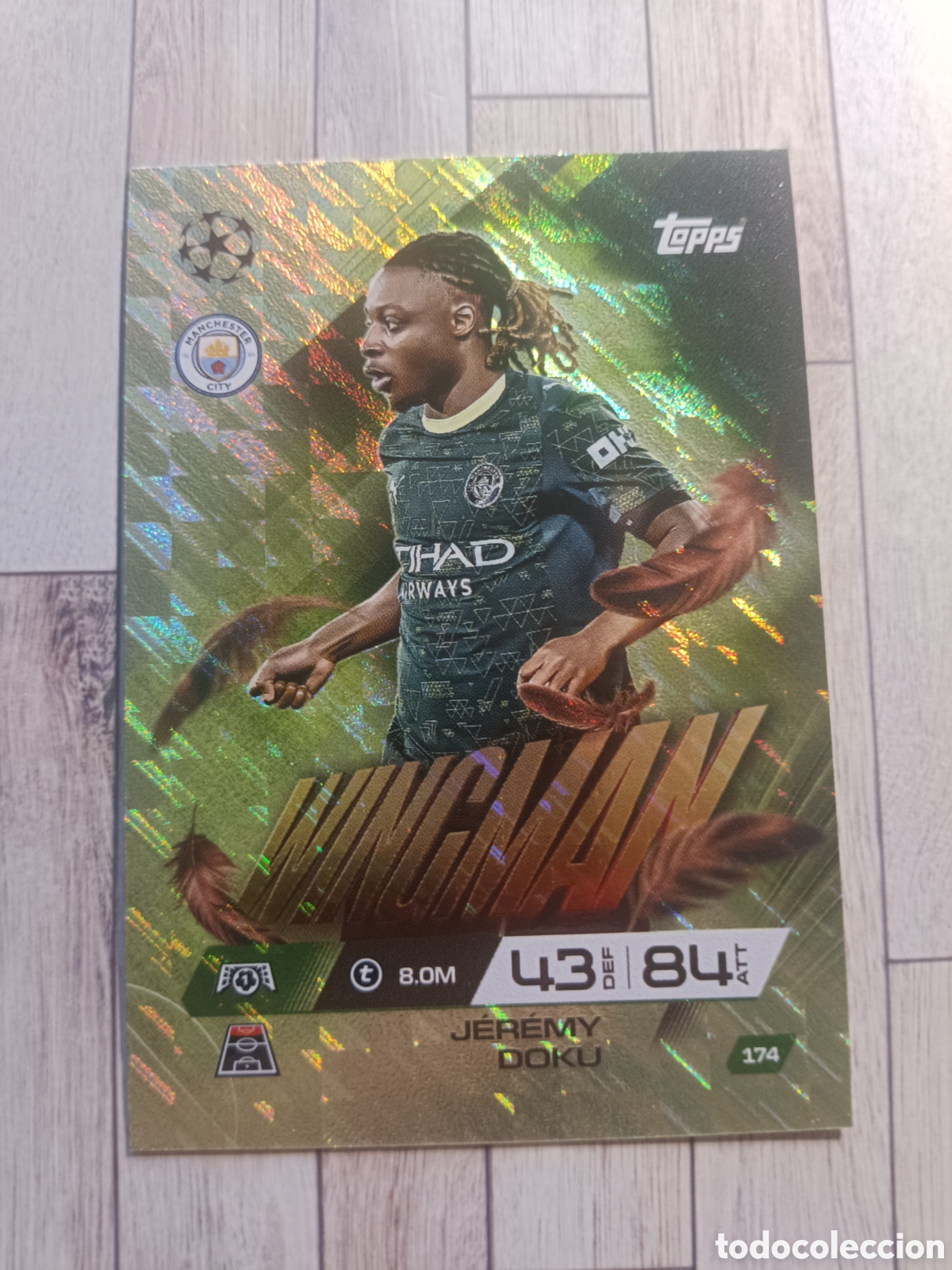 Cromos de F&uacute;tbol: 174 J&Eacute;R&Eacute;MY DOKU MANCHESTER CITY WINGMAN MATCH ATTAX EXTRA CHAMPIONS 2025 2026 TOPPS 25 26