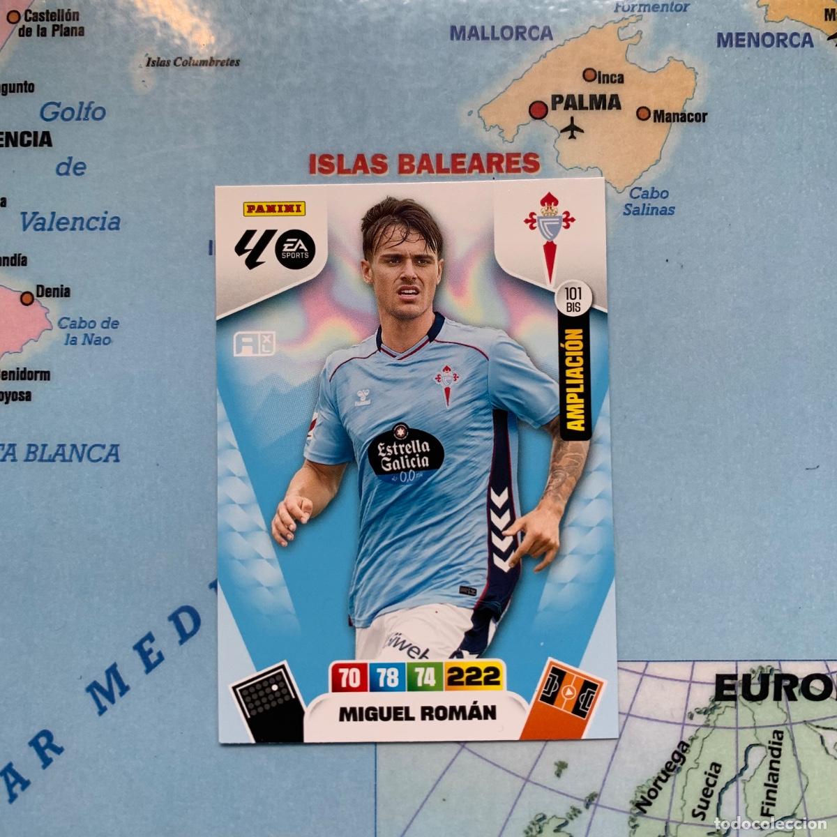 Cromos de F&uacute;tbol: Miguel Rom&aacute;n ampliacion n&uacute;mero 101 Bis del Celta cromo adrenalyn XL 25-26 2025-2026