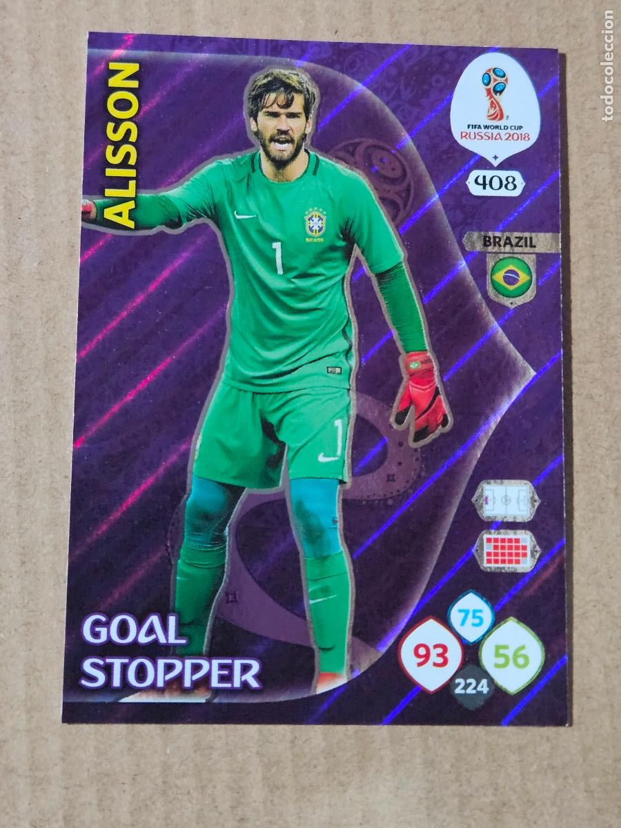 Cromos de F&uacute;tbol: N&ordm; 408 ALISON - GOAL STOPPER - ADRENALYN XL MUNDIAL 2018 RUSIA - FICHA