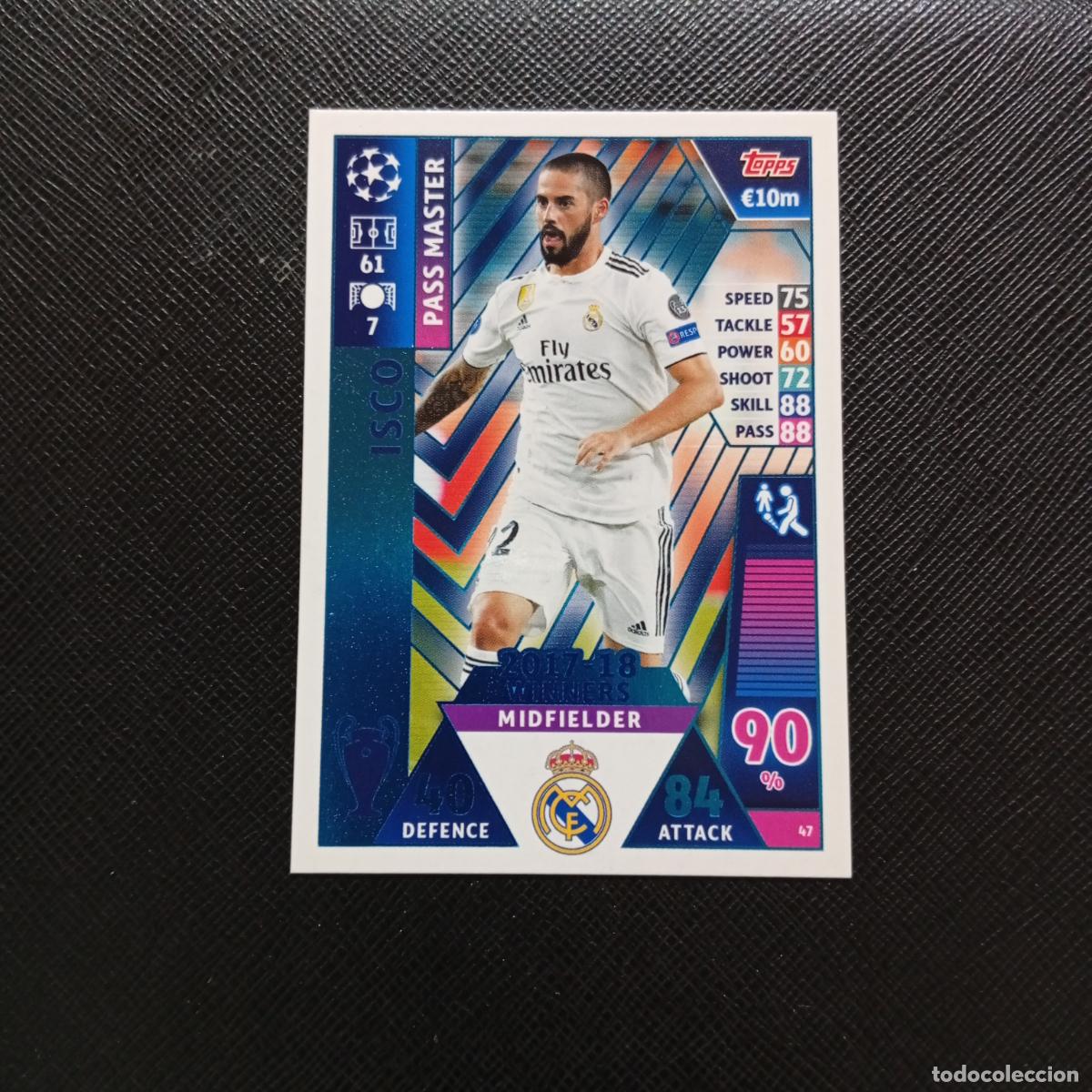 Cromos de F&uacute;tbol: 47 ISCO REAL MADRID TOPPS MATCH ATTAX 2018 2109 FUTBOL CROMO 18 19 - A138 PG145