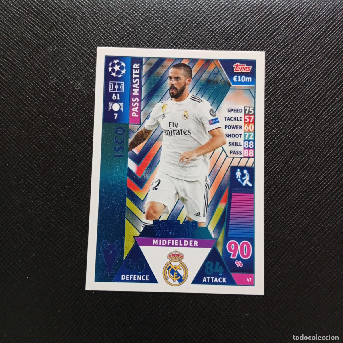 Cromos de F&uacute;tbol: 47 ISCO REAL MADRID TOPPS MATCH ATTAX 2018 2109 FUTBOL CROMO 18 19 - A138 PG145 B