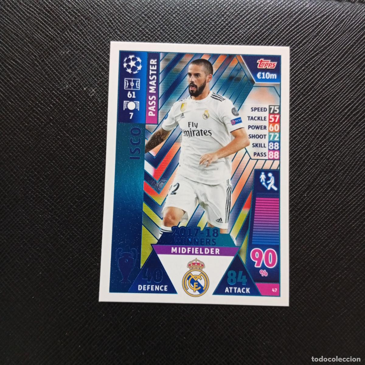 Cromos de F&uacute;tbol: 47 ISCO REAL MADRID TOPPS MATCH ATTAX 2018 2109 FUTBOL CROMO 18 19 - A138 PG154