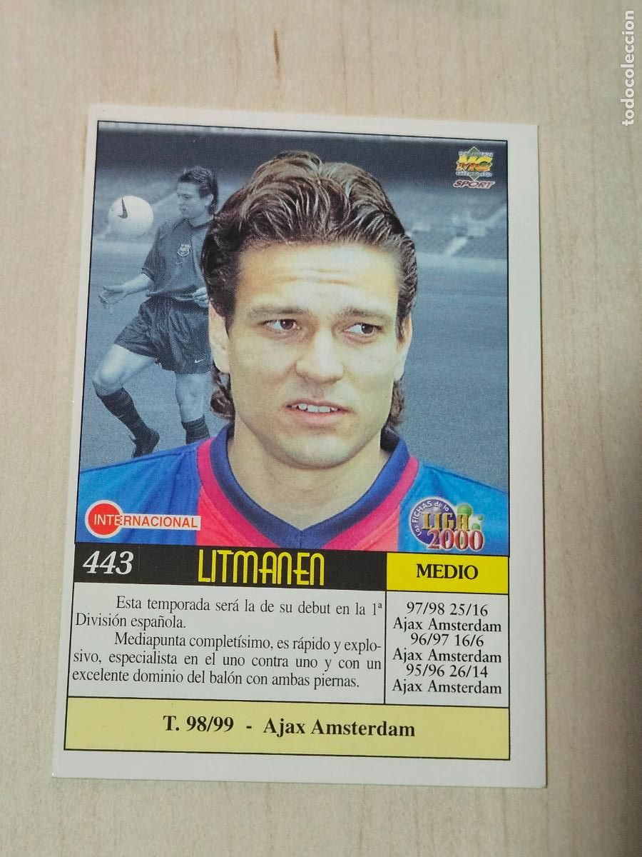 Cromos de F&uacute;tbol: N&ordm; 443 LITMANEN - MUNDICROMO 99 00 - FICHAS DE LA LIGA 2000 - BARCELONA
