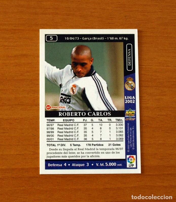 Cromos de F&uacute;tbol: Real Madrid - N&ordm; 5 Roberto Carlos - Mundicromo Las Fichas de la Liga 2001-2002, 01-02
