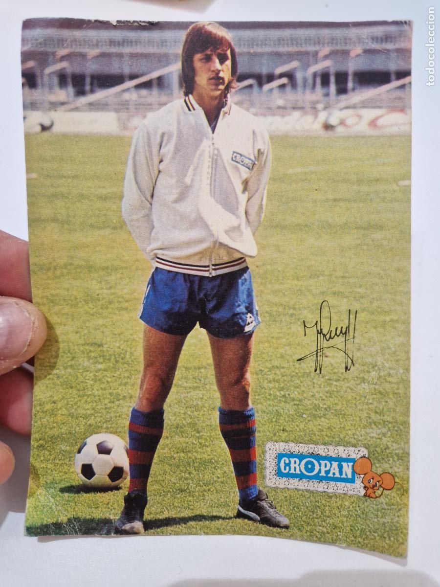 Cromos de F&uacute;tbol: antiguo postal promocional gran cromo Cropan Johan Cruyff album 1974 foto asi juego futbol pastelito