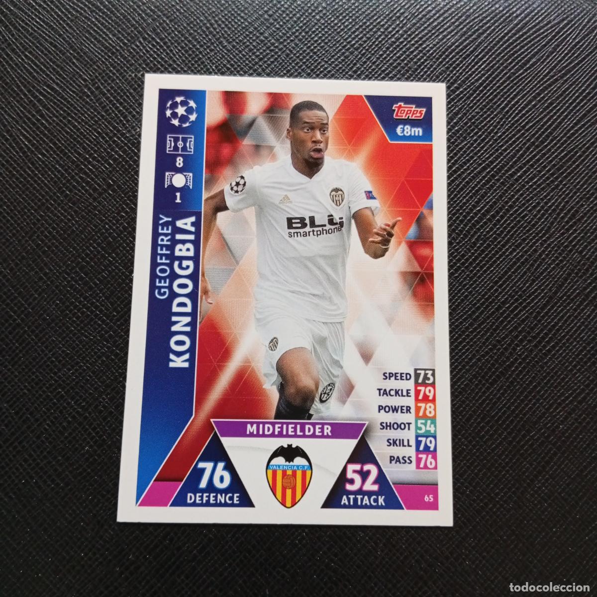 Cromos de F&uacute;tbol: 65 KONDOGBIA VALENCIA TOPPS MATCH ATTAX 2018 2109 FUTBOL CROMO 18 19 - A34 PG136