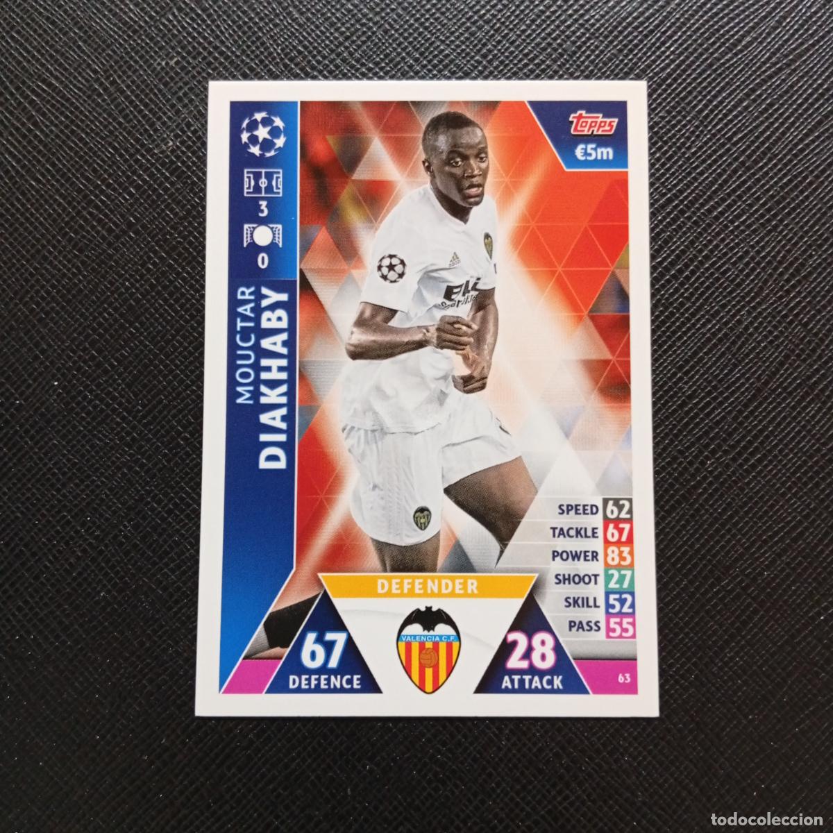 Fu&szlig;ball-Sticker: 63 DIAKHABY VALENCIA TOPPS MATCH ATTAX 2018 2109 FUTBOL CROMO 18 19 - A34 PG154 B