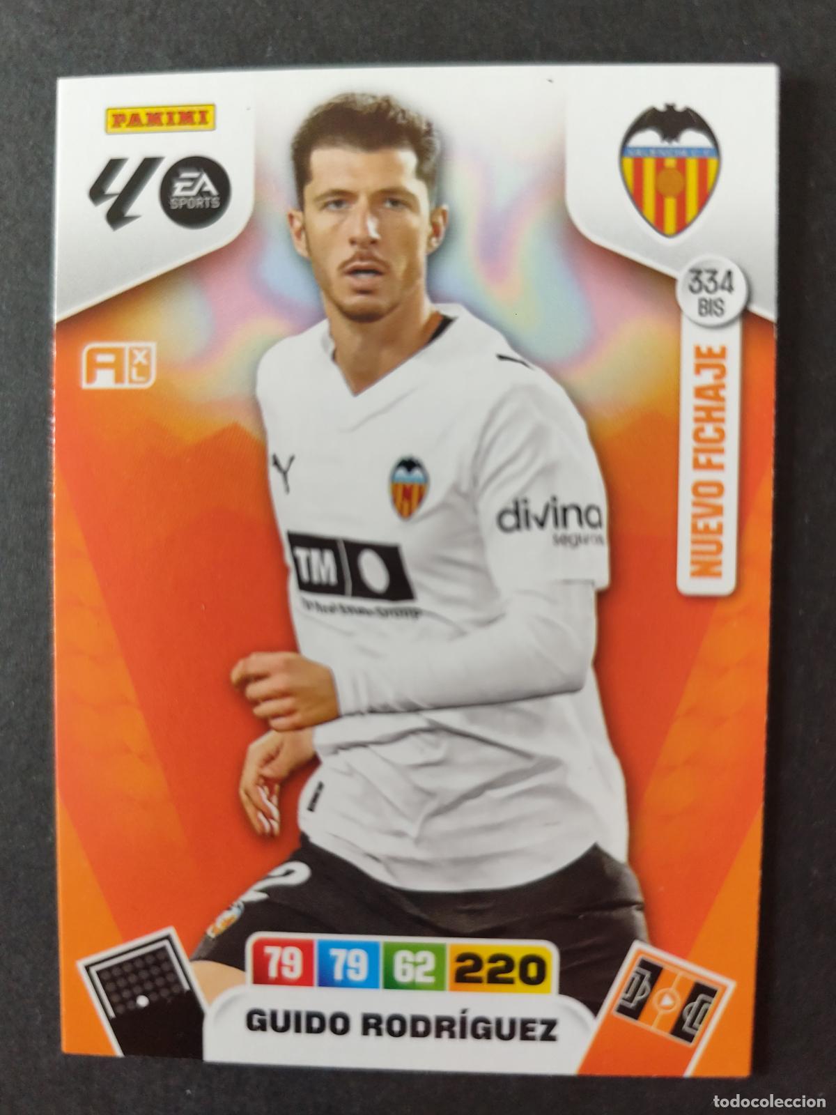 Cromos de F&uacute;tbol: 334 BIS GUIDO RODR&Iacute;GUEZ VALENCIA NUEVO FICHAJE ACTUALIZACI&Oacute;N ADRENALYN 2025 2026 25 26
