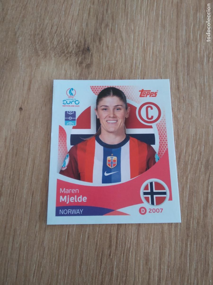 Cromos de F&uacute;tbol: 46 MAREN MJELDE NORUEGA CROMO TOPPS EURO FEMENINA 2025 EUROCOPA FUTBOL FEMENINO UEFA WOMEN'S EURO