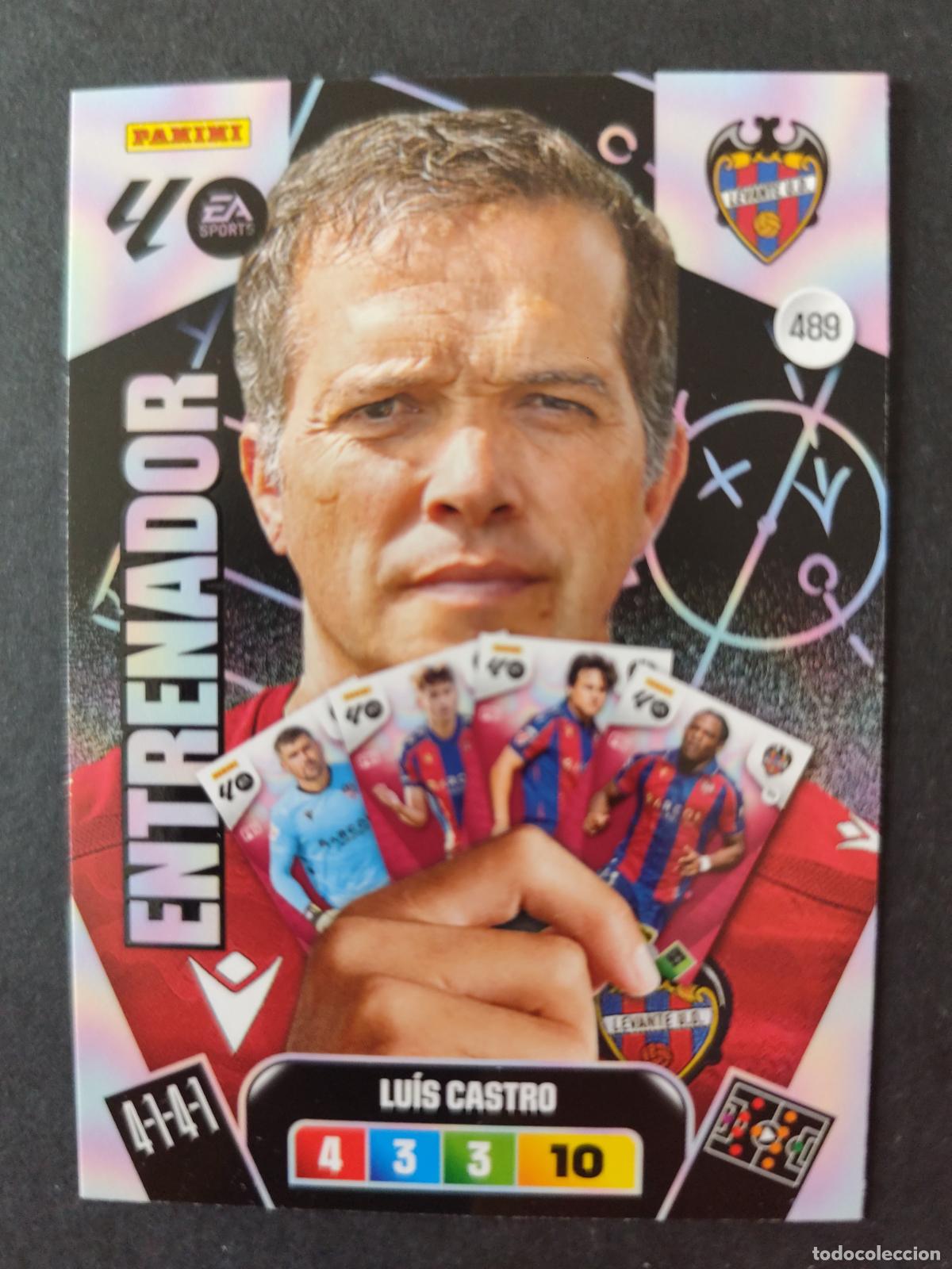Cromos de F&uacute;tbol: 489 LUIS CASTRO LEVANTE ENTRENADOR ADRENALYN 2025 2026 25 26 PEDIDO M&Iacute;NIMO 2&euro;