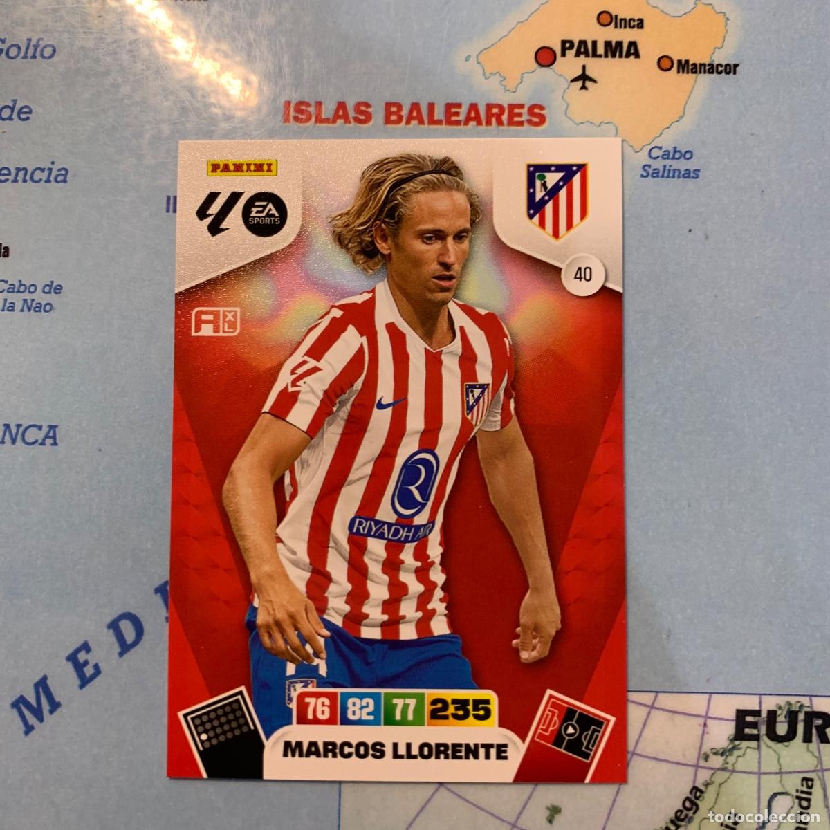 Fu&szlig;ball-Sticker: Marcos Llorente n&uacute;mero 40 del Atl&eacute;tico de Madrid cromo adrenalyn XL 25-26 2025-2026