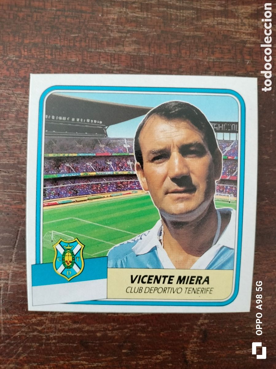 Cromos de F&uacute;tbol: Cromo Vicente Miera entrenador Tenerife dif&iacute;cil Ediciones Este liga temporada 89 90 1989 1990