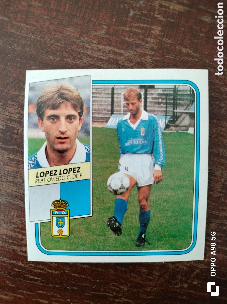 Cromos de F&uacute;tbol: Cromo dif&iacute;cil L&oacute;pez L&oacute;pez Real Oviedo ediciones Este liga temporada 89 90 1989 1990