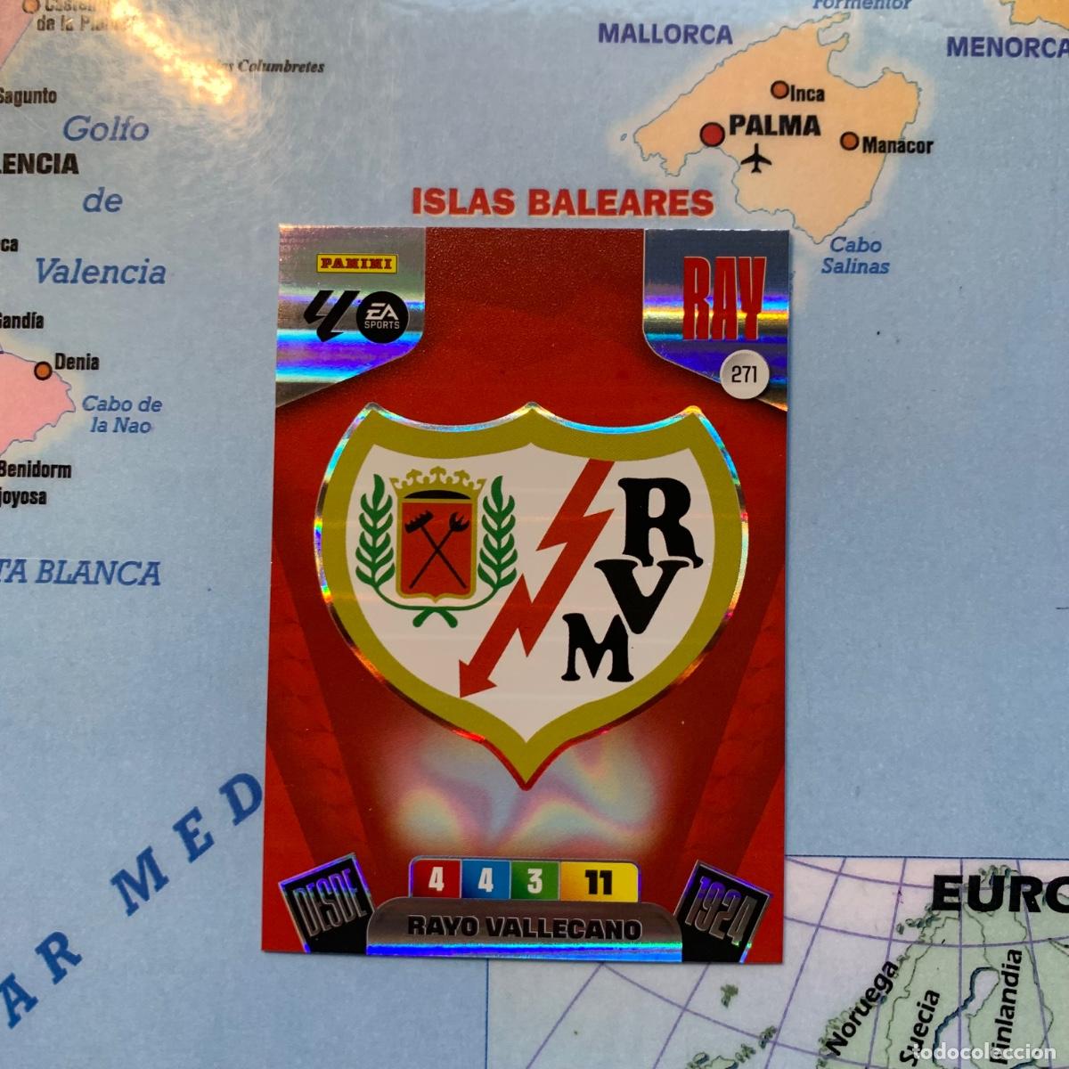 Cromos de F&uacute;tbol: Escudo del Rayo Vallecano n&uacute;mero 271 cromo adrenalyn XL 25-26 2025-2026